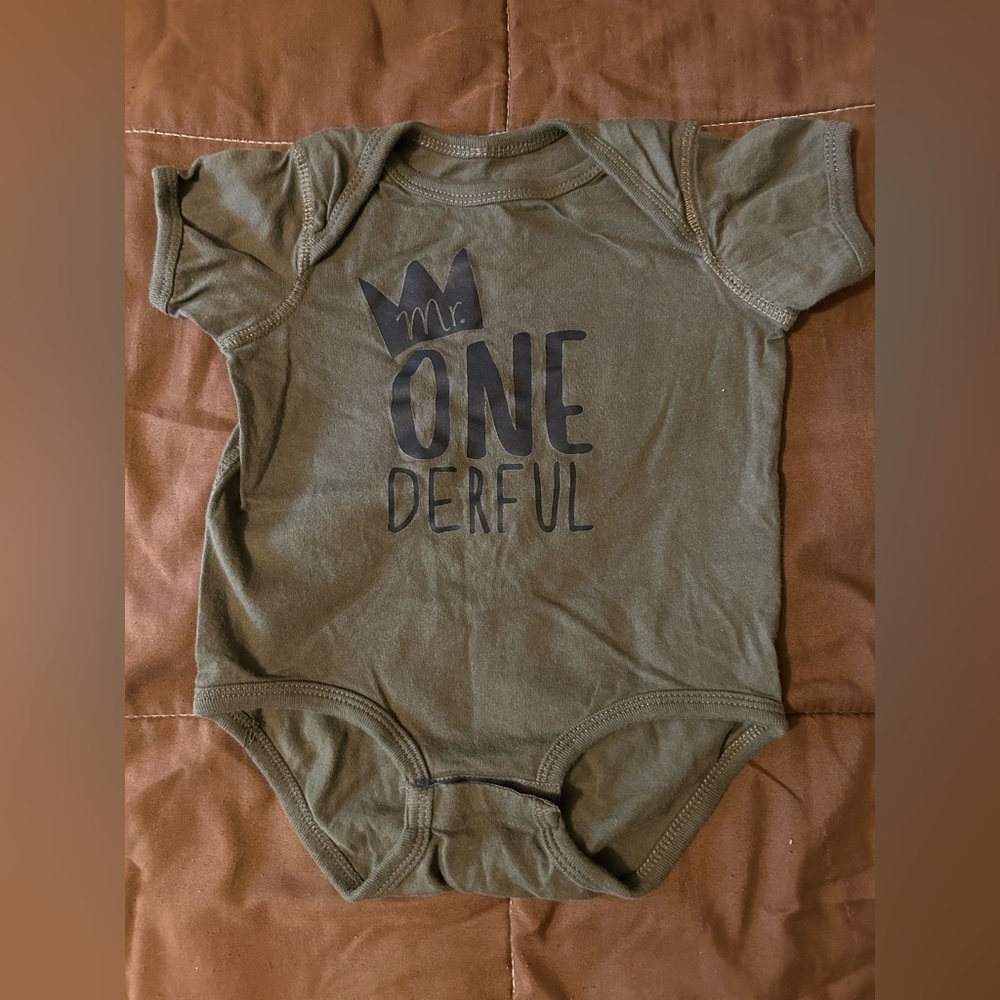 Baby boy first birthday Mr Onederful short sleeve bodysuit